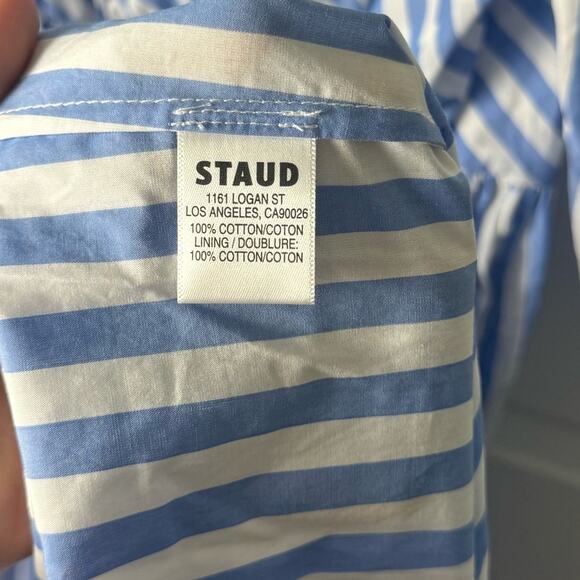 STAUD Jodie Midi Wrap Dress in Sea Stripe S - Picture 14 of 14